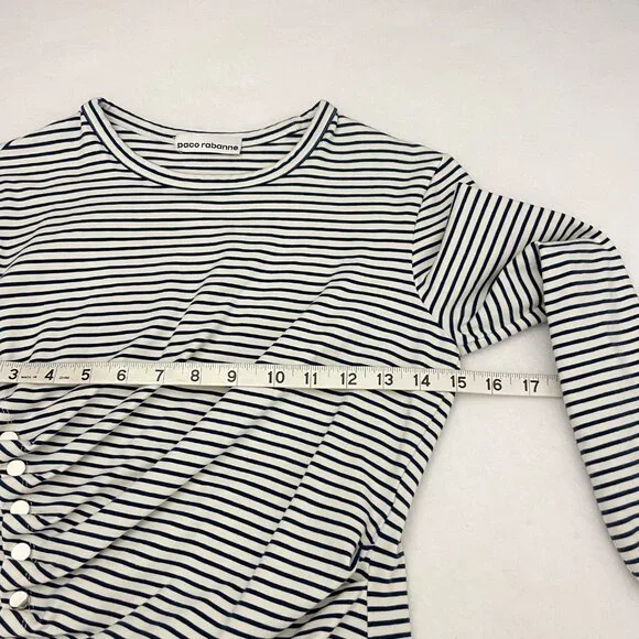 Paco Rabanne Striped Snap Button Asymmetric Drape Front Top - Picture 7 of 9